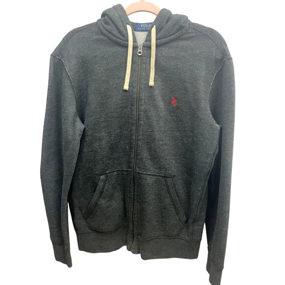 Polo Ralph Lauren Mens Full Zip Hoodie Sweatshirt Jacket Black/Charcoal Size M - Picture 1 of 15